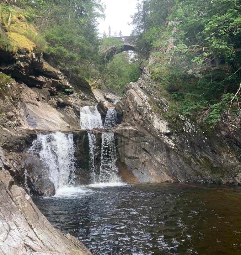 Canyoning adventure at Bruar Falls in Scotland with Active Outdoor Pursuits.